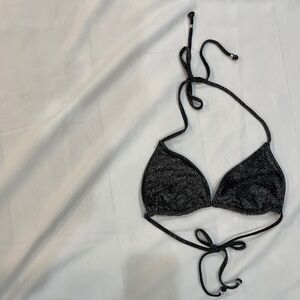 Shimmering Black Halter Bikini Top